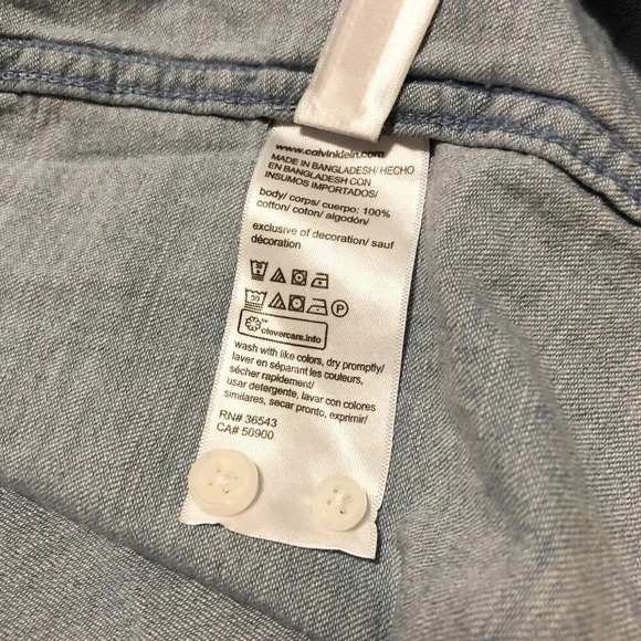 Calvin Klein Mens Size Small Jean Button  Up Shirt Relaxed Fit - Picture 12 of 16